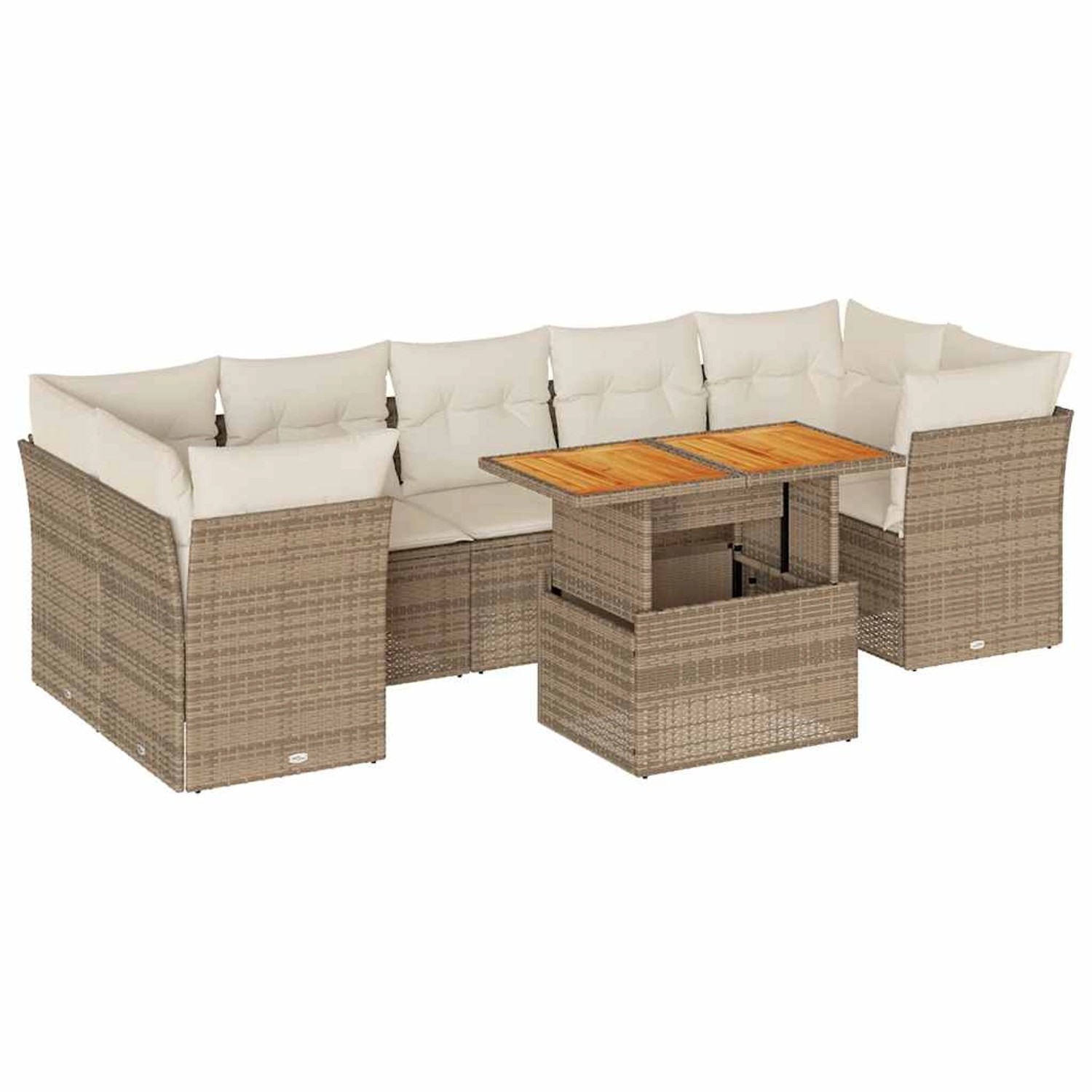 vidaXL 8-Tlg Garten-Sofagarnitur mit Kissen Beige Poly Rattan 3326900 günstig online kaufen