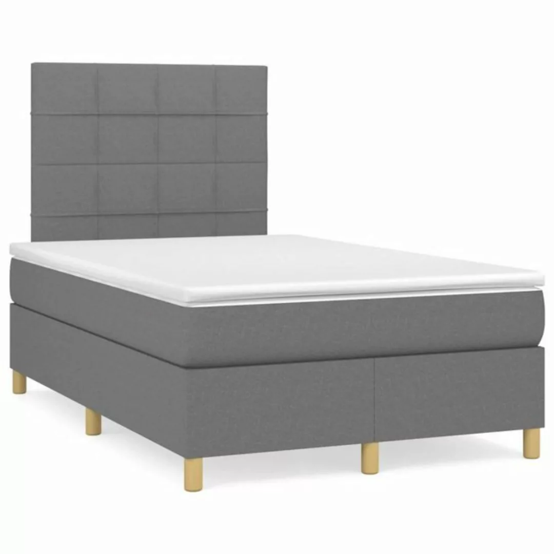 furnicato Bett Boxspringbett mit Matratze Dunkelgrau 120x200 cm Stoff günstig online kaufen