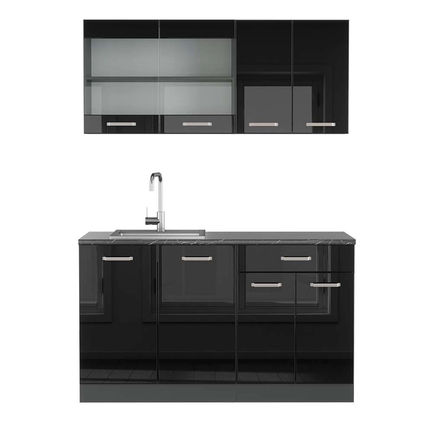 Vicco Küchenzeile R-Line, Weiß Landhaus/Anthrazit, 300 günstig online kaufen