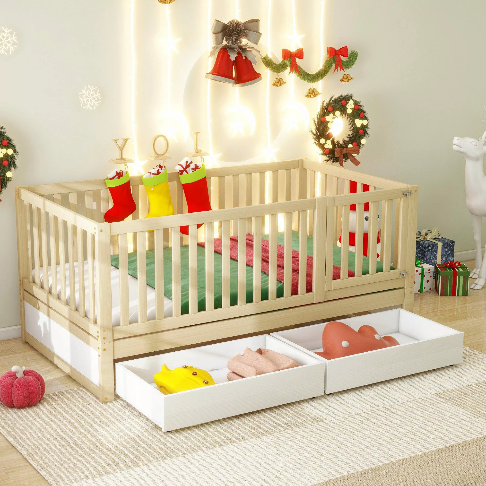 STILVORA Kinderbett 90x200 Babybett mit Stauraum günstig online kaufen