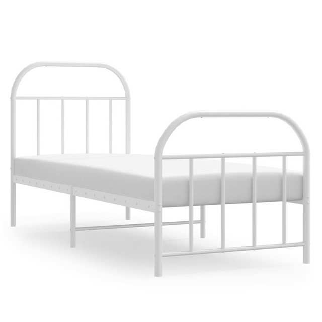 vidaXL Bett Bettgestell mit Kopf- und Fußteil Metall Weiß 75x190 cm günstig online kaufen