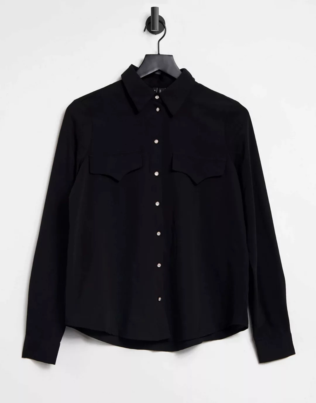 Vero Moda – Schwarzes Hemd im Westernstil günstig online kaufen