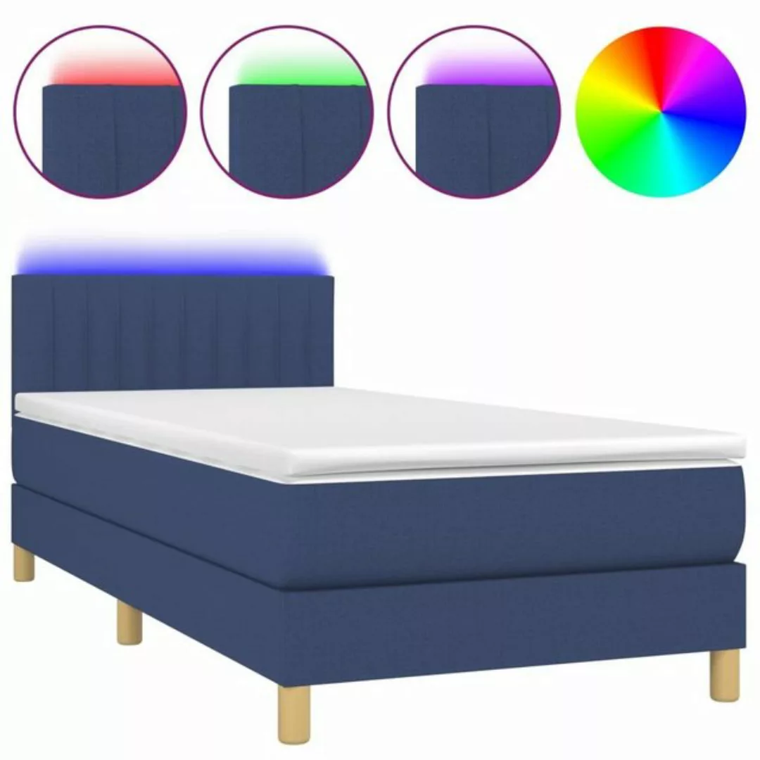 vidaXL Boxspringbett Boxspringbett mit Matratze Blau 90x200 cm Stoff Bett B günstig online kaufen