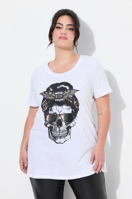 Angel of Style T-Shirt T-Shirt Komfort Fit Totenkopf-Motiv - Leo-Kopftuch günstig online kaufen