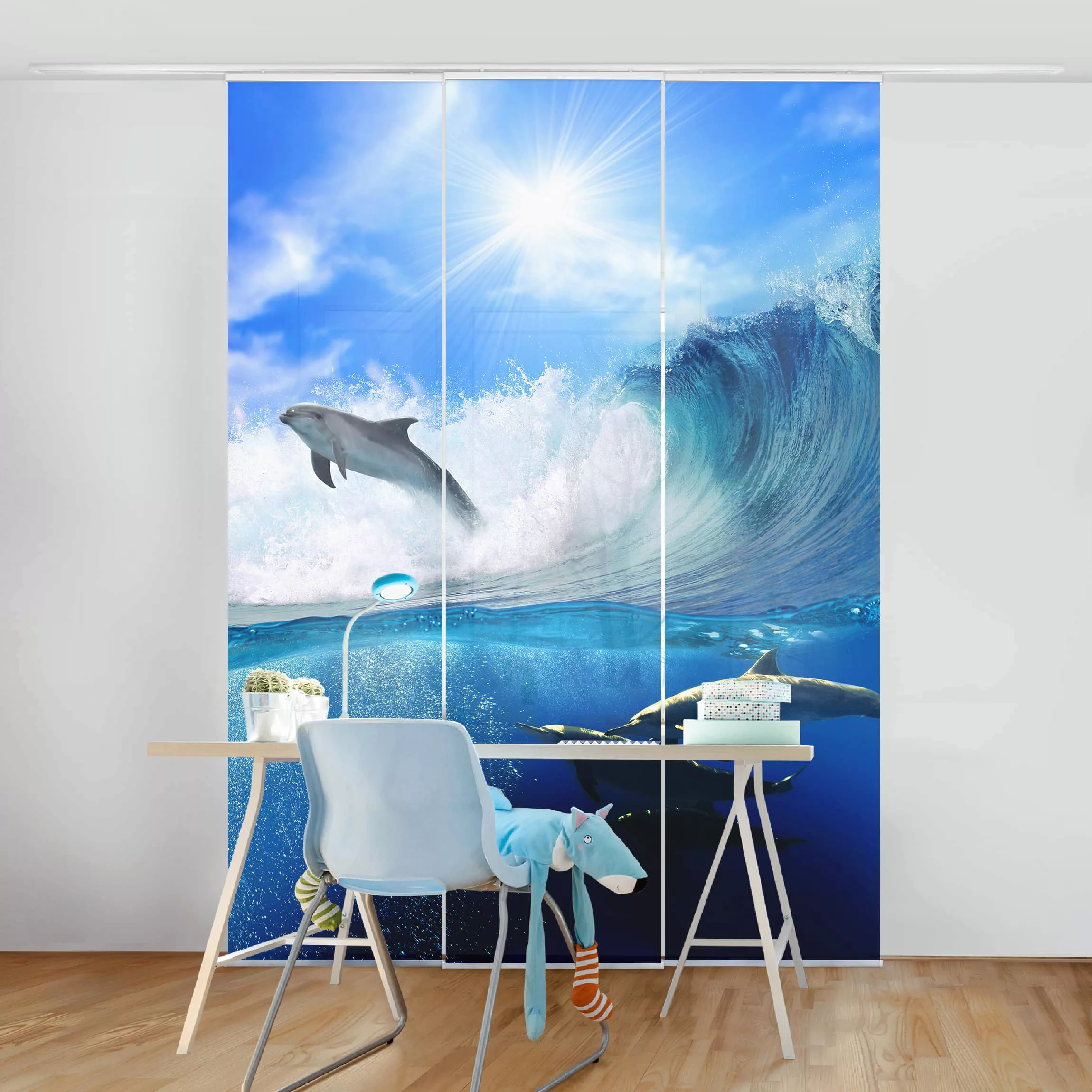 Schiebegardinen Set Natur & Landschaft Playing Dolphins günstig online kaufen