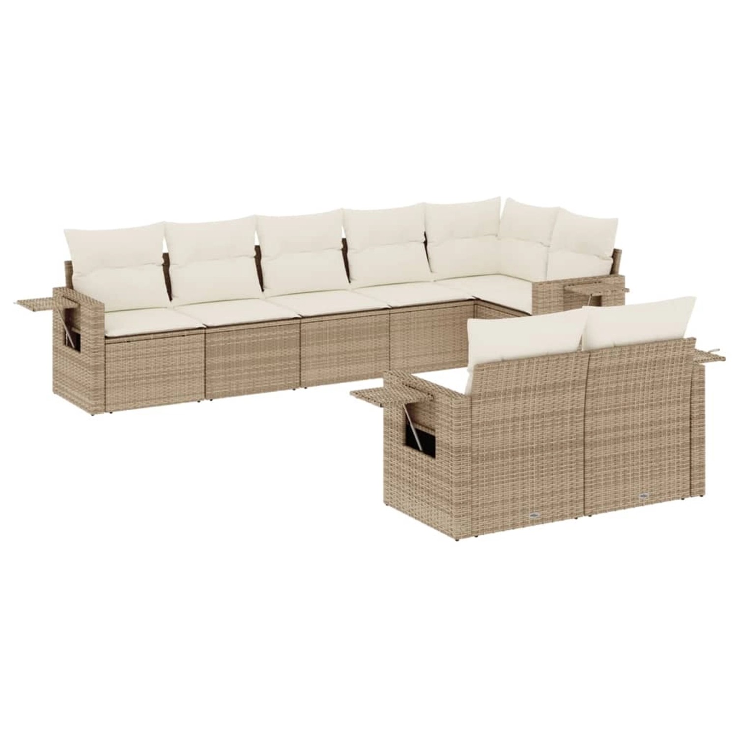 vidaXL 8-Tlg Garten-Sofagarnitur mit Kissen Beige Poly Rattan 3220417 günstig online kaufen