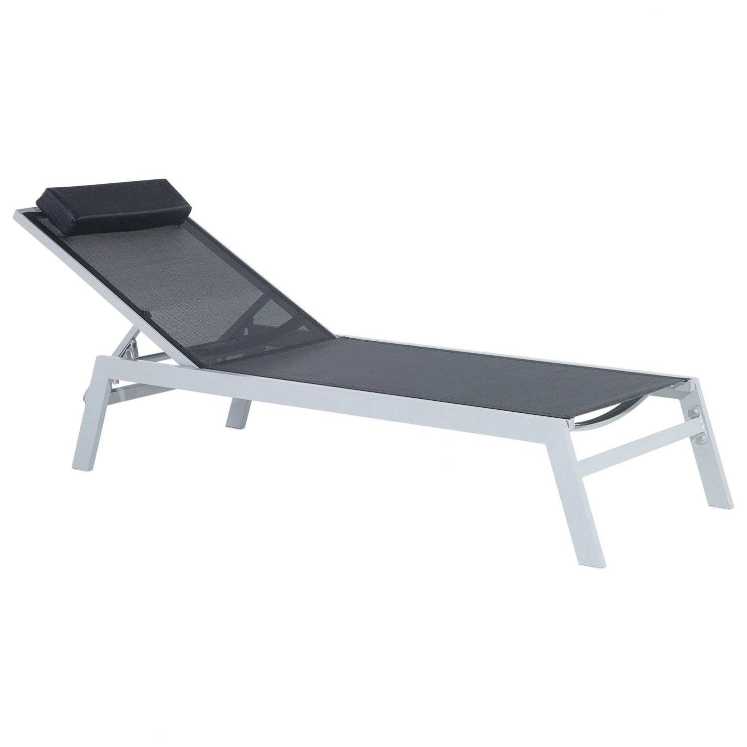 Beliani Gartenliege Schwarz Silber 155x66x103 günstig online kaufen