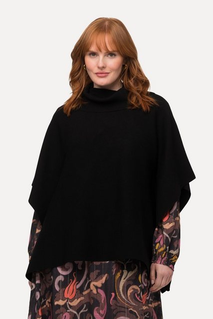 Ulla Popken Pullunder Poncho-Pullover Oversized Rollkragen ärmellos günstig online kaufen