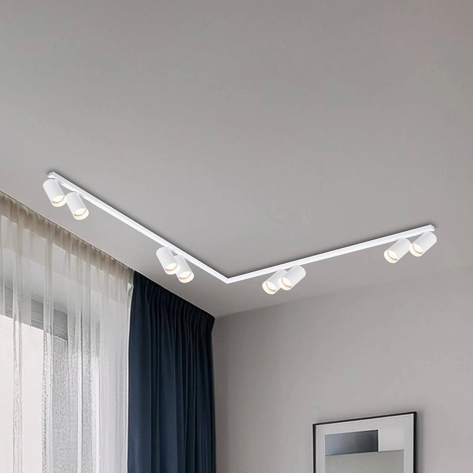 Deckenspot Hero, weiß, 8-flammig, 240 cm, Metall, GU10 günstig online kaufen