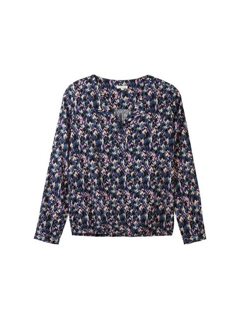 TOM TAILOR Blusenshirt printed longsleeve blouse, blue small texture design günstig online kaufen