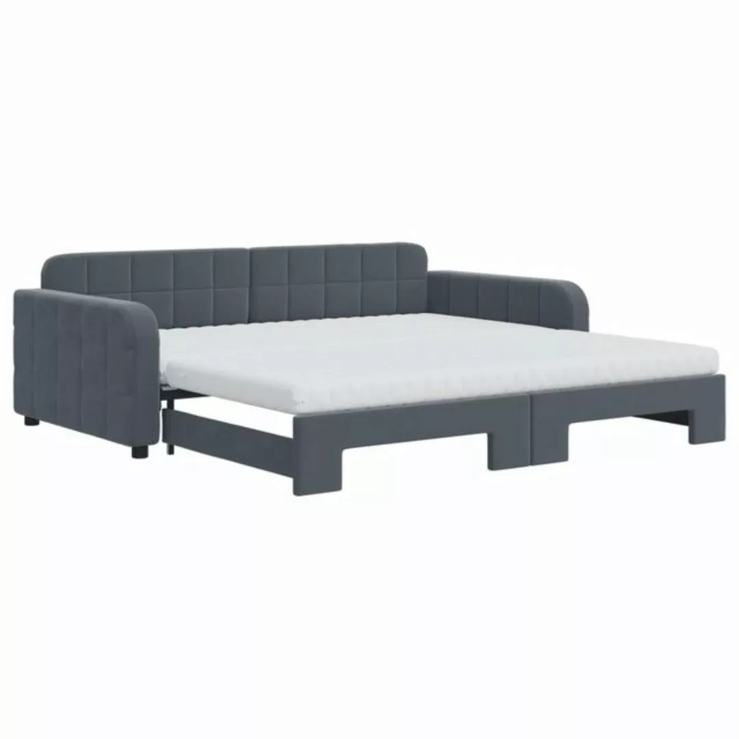 vidaXL Bett Tagesbett Ausziehbar mit Matratzen Dunkelgrau 100x200 cm Samt günstig online kaufen