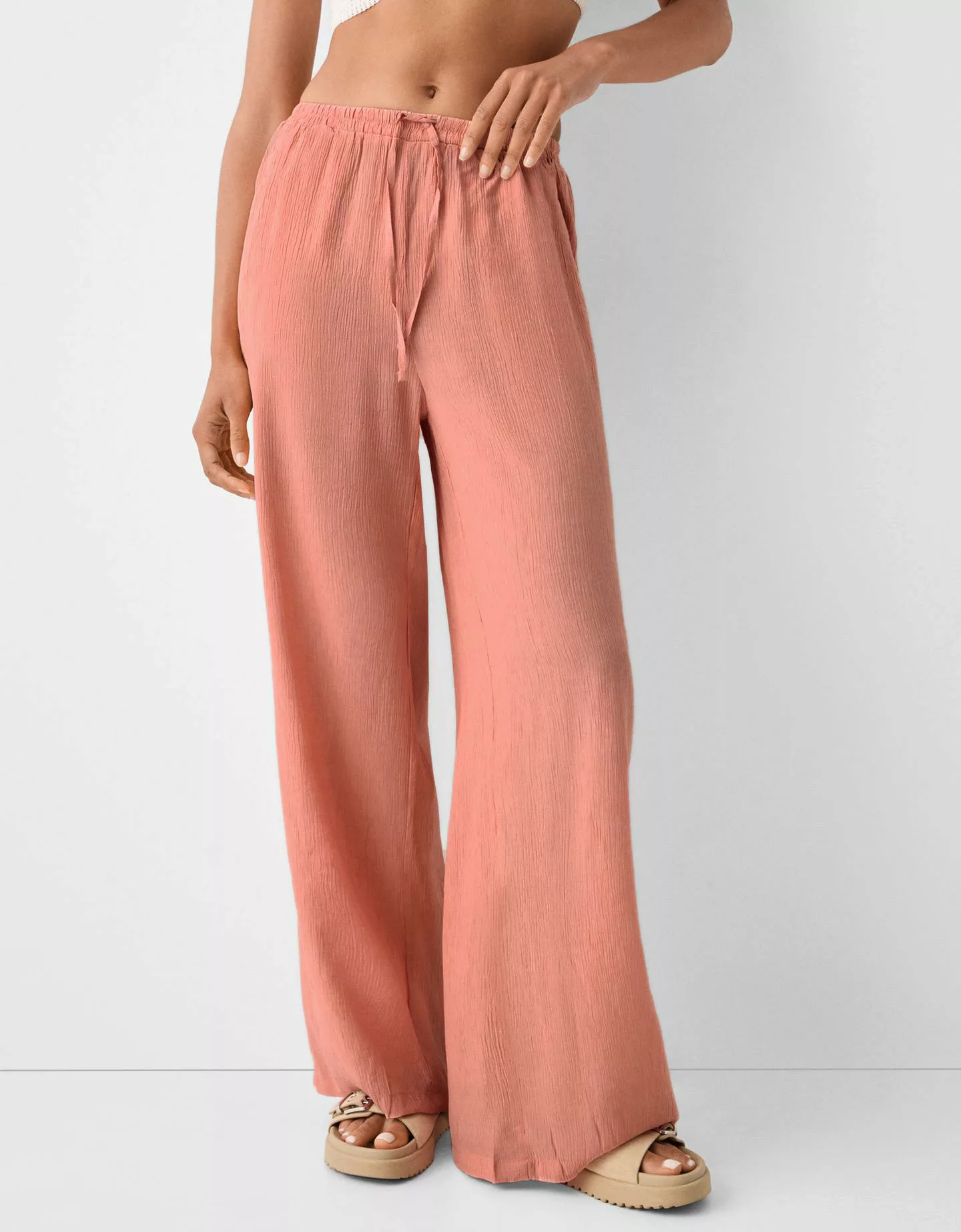 Bershka Bambula-Hose Mit Stretchbund Damen M Rosa günstig online kaufen