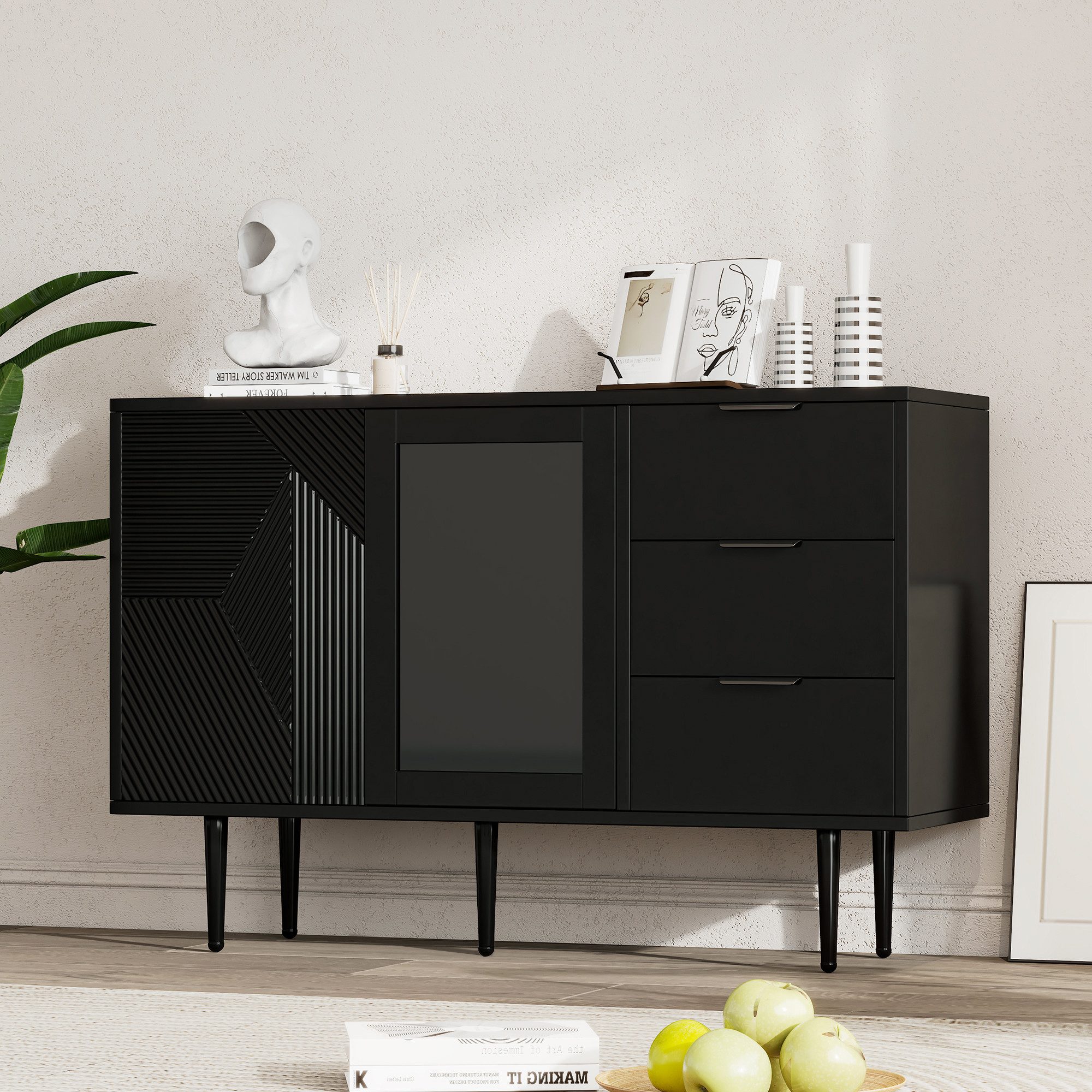 KLAM HOME Sideboard Kommode mit 3 günstig online kaufen