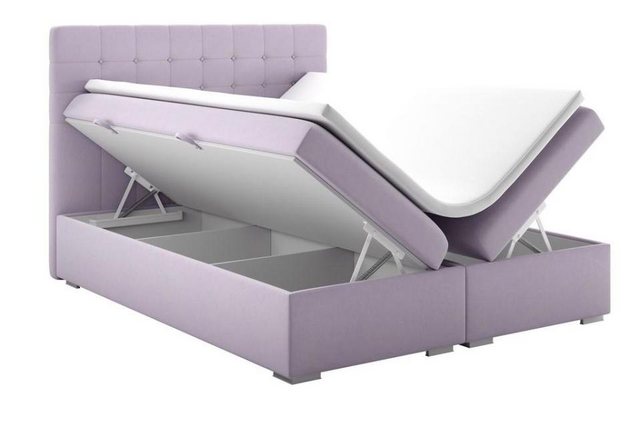 JVmoebel Bett Komplett Set Matratze & Topper Boxspring Bett Pink Polster 18 günstig online kaufen