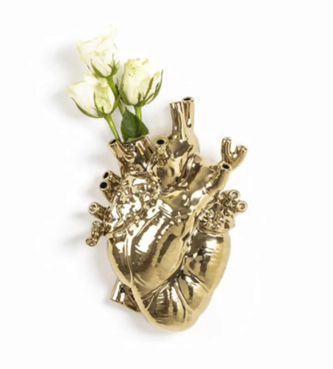Vase Love in Bloom keramik gold metall / Menschliches Herz - Seletti - Meta günstig online kaufen