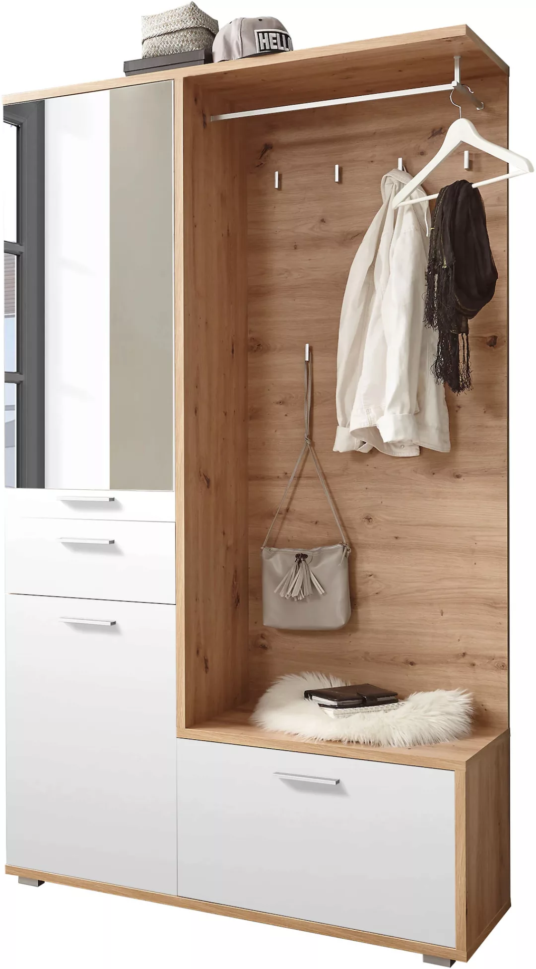 HBZ Kompaktgarderobe "Entra Garderobe, BxHxT 117x198x38 cm", (3 St.), mit S günstig online kaufen