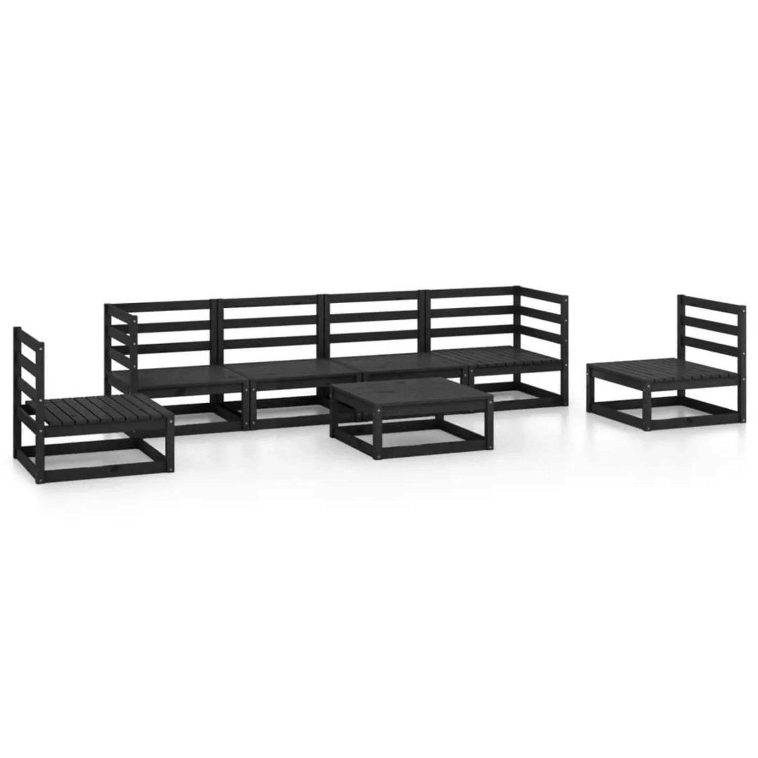 vidaXL 7-tlg Garten-Lounge-Set Schwarz Massivholz Kiefer Modell 5 günstig online kaufen