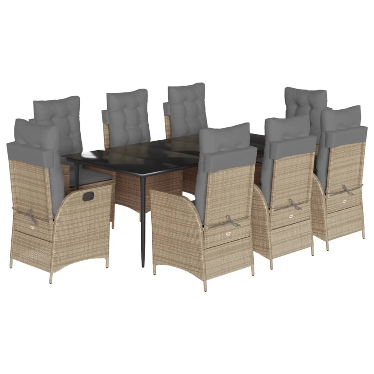 vidaXL 9-Tlg Garten-Essgruppe mit Kissen Beige Poly Rattan 3213263 günstig online kaufen
