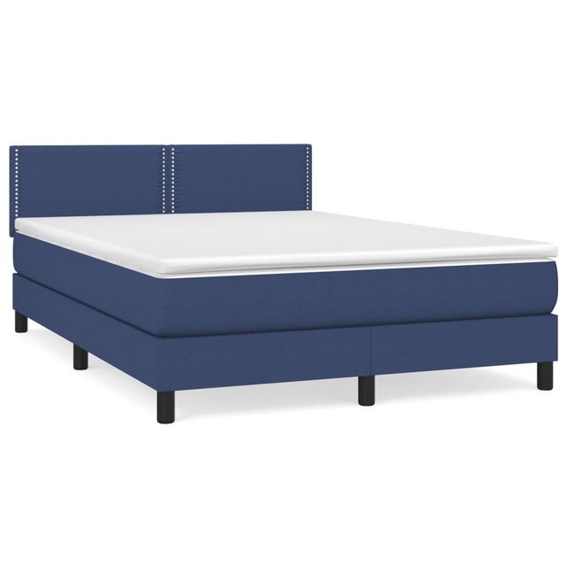 vidaXL Boxspringbett Boxspringbett mit Matratze Blau 140x200 cm Stoff Bett günstig online kaufen