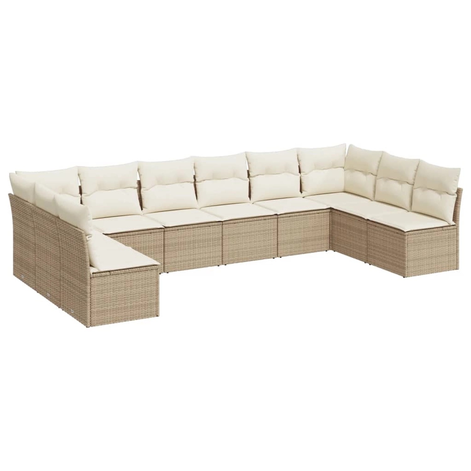 vidaXL 10-tlg Garten-Sofagarnitur mit Kissen Beige Poly Rattan Modell 47 günstig online kaufen