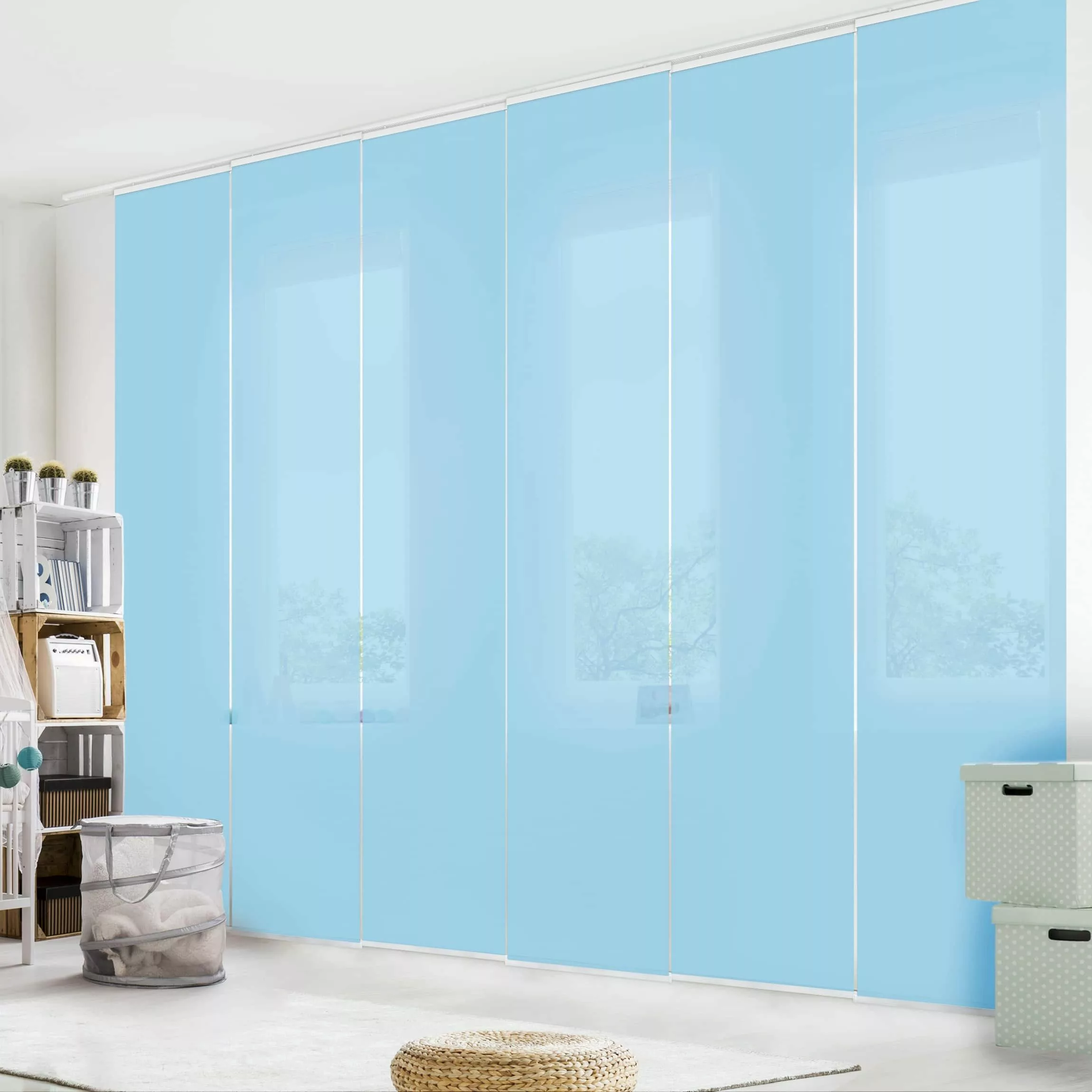 Bilderdepot24 Schiebegardine modern Flächenvorhang blickdicht Pastellblau, günstig online kaufen