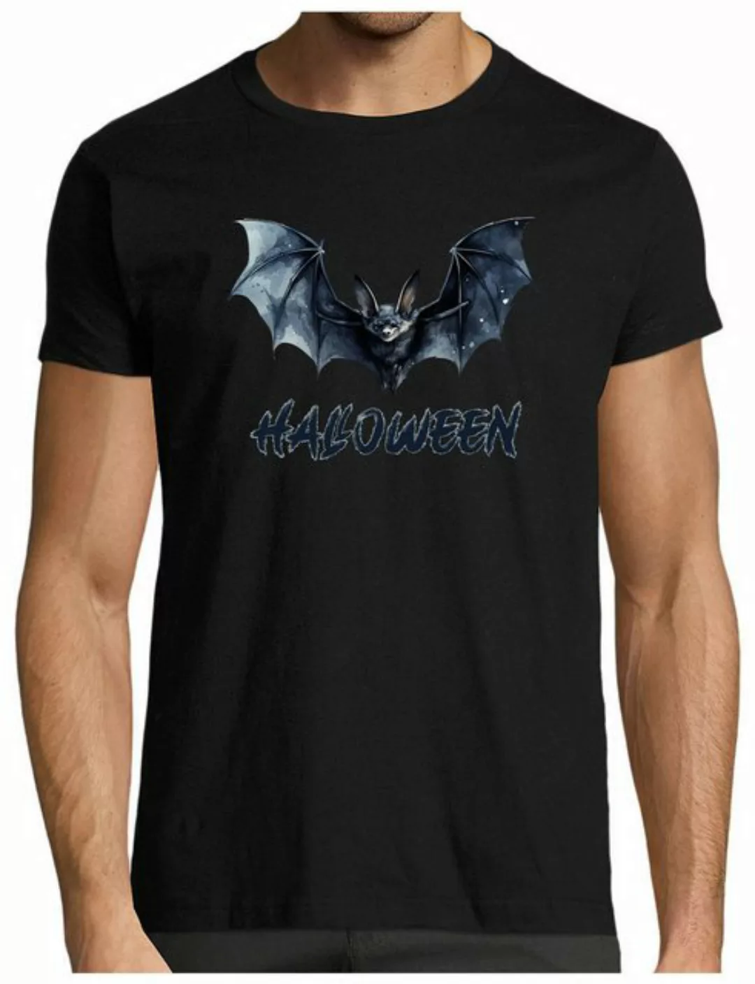 MyDesign24 T-Shirt Herren Halloween Shirt - Fledermaus Brustprint Baumwolls günstig online kaufen