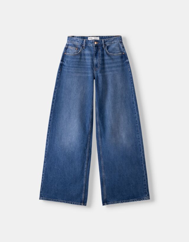 Bershka Wide-Leg-Jeans Bskteen 44 Blau günstig online kaufen