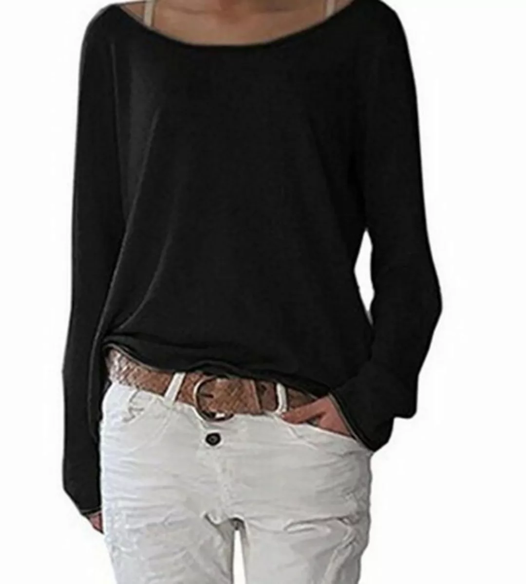 ZWY Langarmbluse Damen-Langarm-T-Shirt, lockerer, langes Sweatshirt-Shirt-O günstig online kaufen