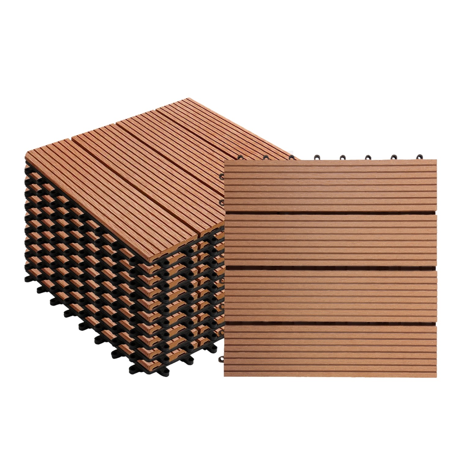 KARAT WPC Terrassenfliesen Royal Wetterfest 30 x 30 cm Hellbraun 11er-Set 1 günstig online kaufen