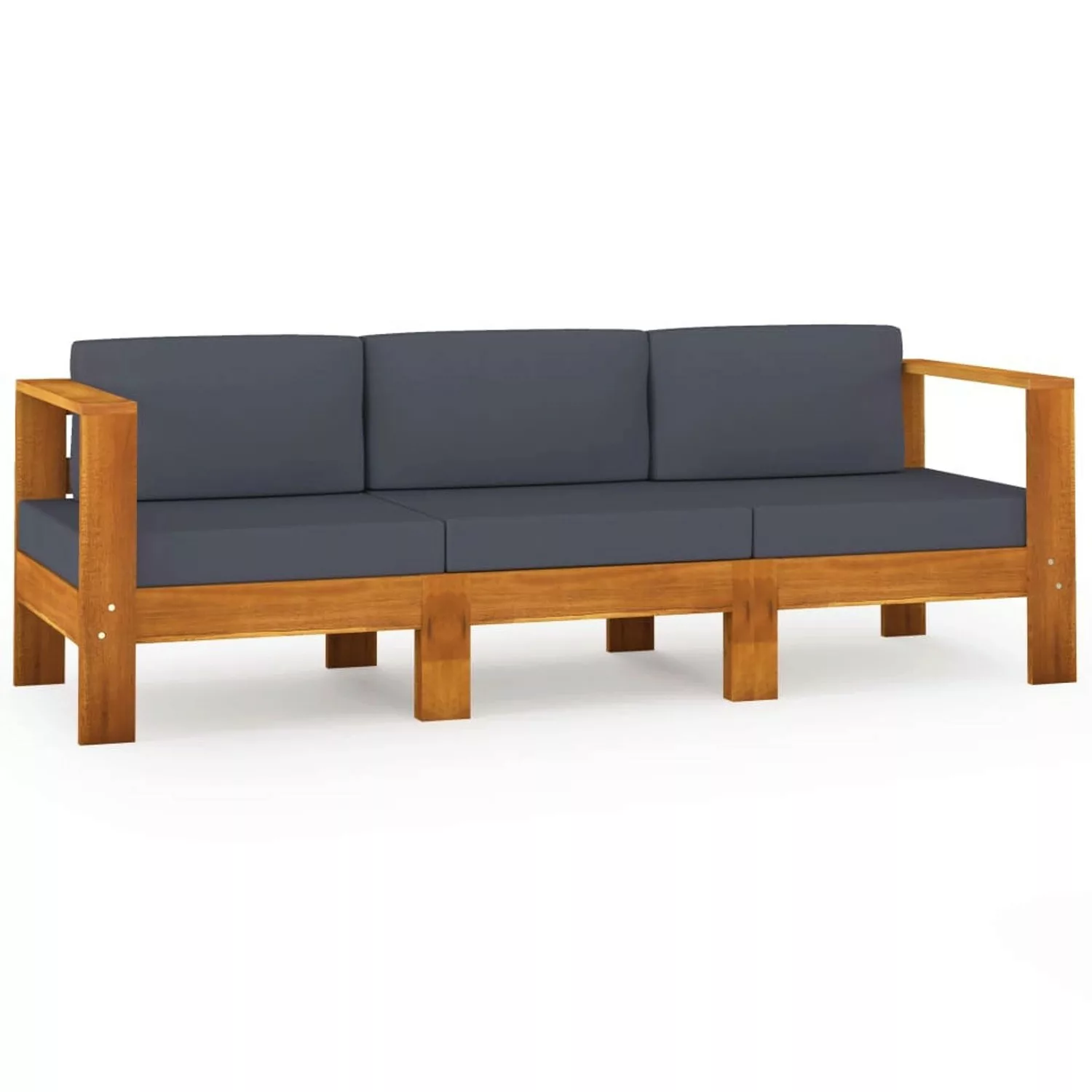 3-sitzer-gartensofa Mit Dunkelgrauen Auflagen Massivholz Akazie günstig online kaufen