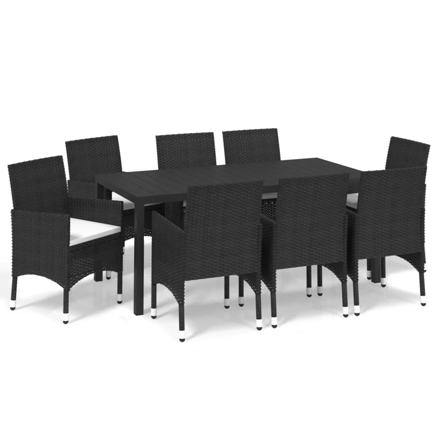 vidaXL 9-tlg Garten-Essgruppe mit Kissen Poly Rattan Schwarz Modell 14 günstig online kaufen