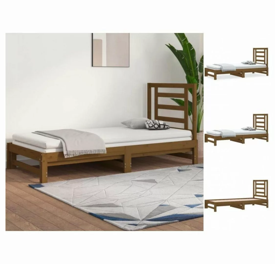 vidaXL Bettgestell Tagesbett Gästebett Ausziehbar Honigbraun 2x90x200 cm Ma günstig online kaufen