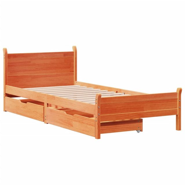 vidaXL Bett Massivholzbett ohne Matratze Wachsbraun 75x190 cm Kiefernholz günstig online kaufen