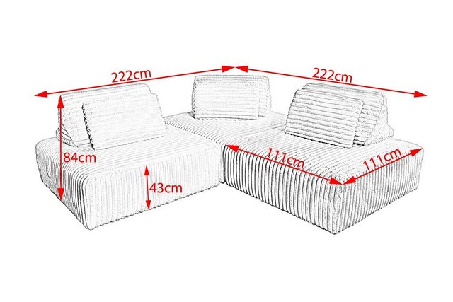 KAWOLA Sofa WIOLO SOFT, Modulsofa Weicher Breitcord, versch. Ausführungen u günstig online kaufen