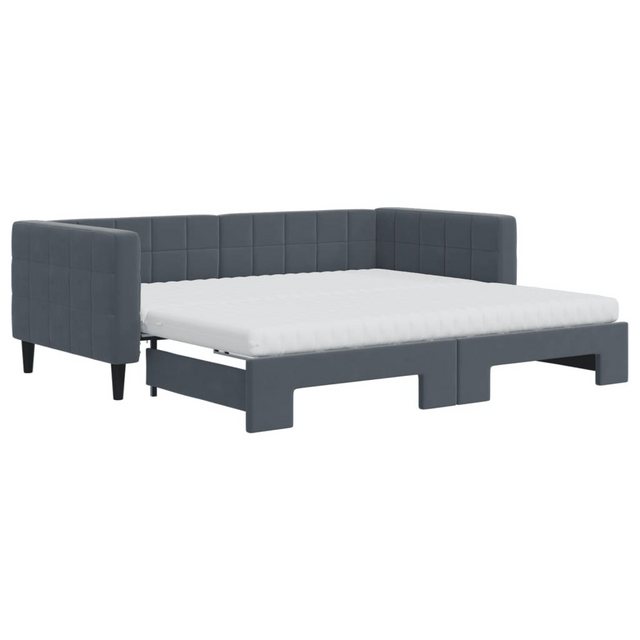 vidaXL Bett Tagesbett Ausziehbar mit Matratzen Dunkelgrau 90x190 cm Samt günstig online kaufen