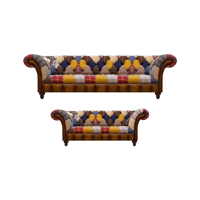 JVmoebel Chesterfield-Sofa Sofagarnitur Designer Set 2tlg Mehrfarbig Polste günstig online kaufen