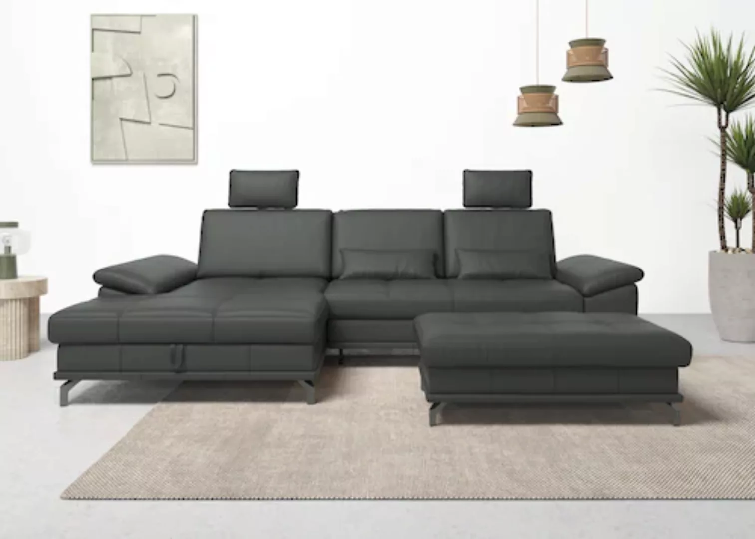 Places of Style Ecksofa Costello, mit Sitztiefenverstellung und Armlehnfunk günstig online kaufen
