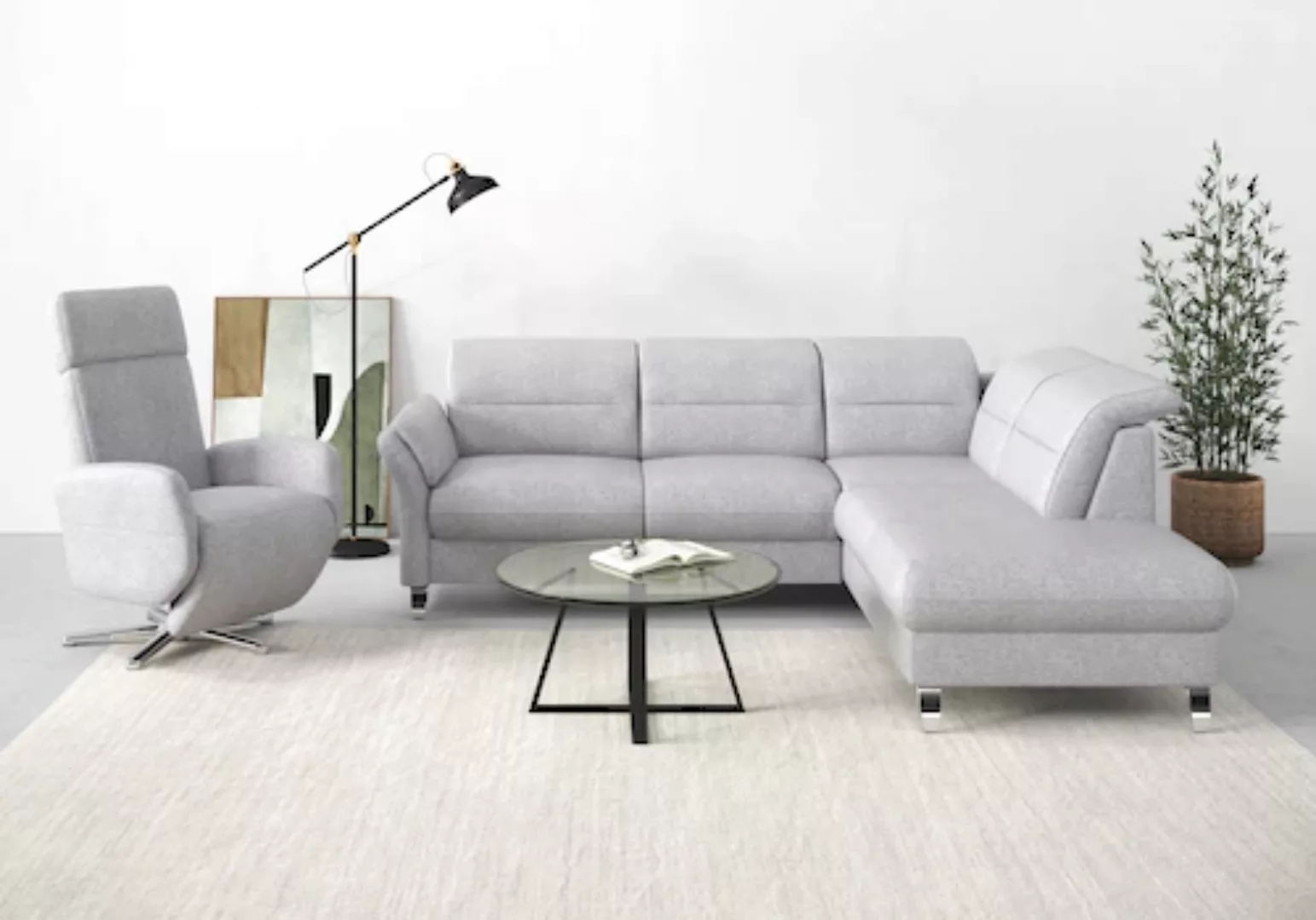 sit&more Ecksofa »Grenoble L-Form«, Federkern, wahlweise mit Bettfunktion, günstig online kaufen