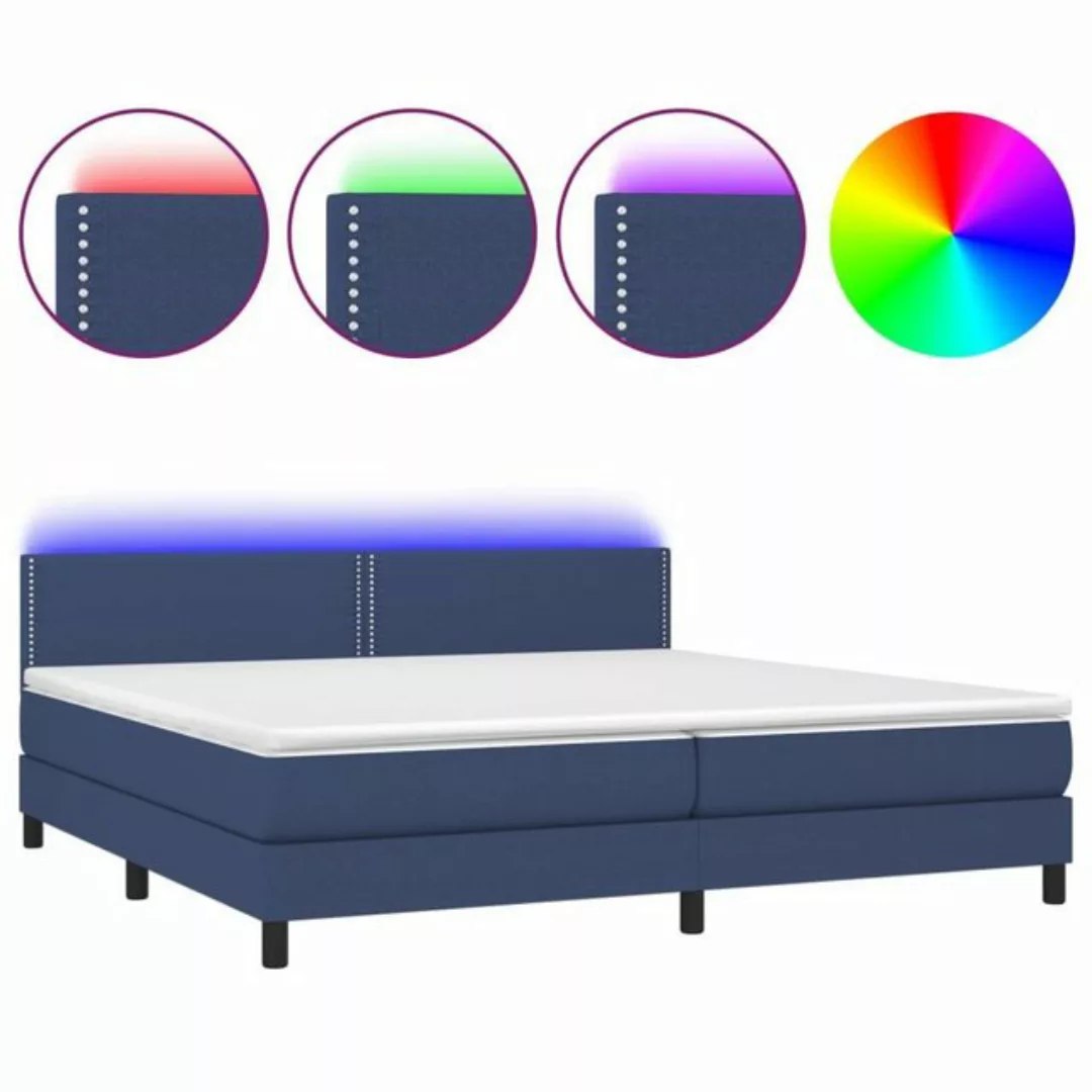 vidaXL Bettgestell Boxspringbett mit Matratze LED Blau 200x200 cm Stoff Bet günstig online kaufen