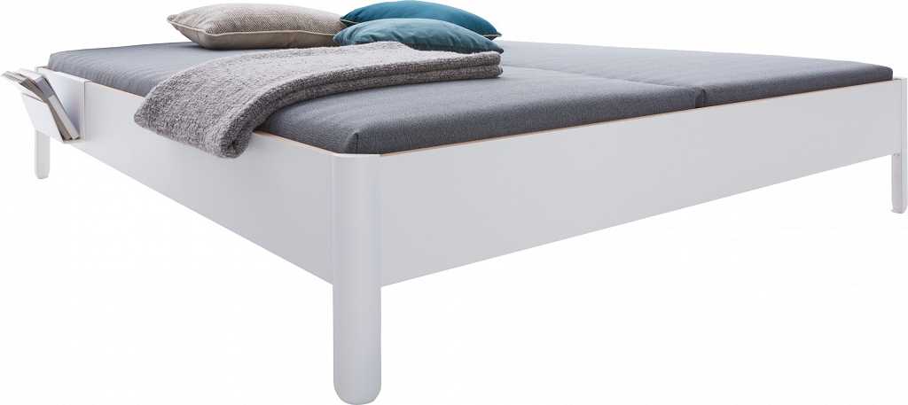 NAIT Doppelbett 200 x 210cm Weiß ohne Kopfteil günstig online kaufen