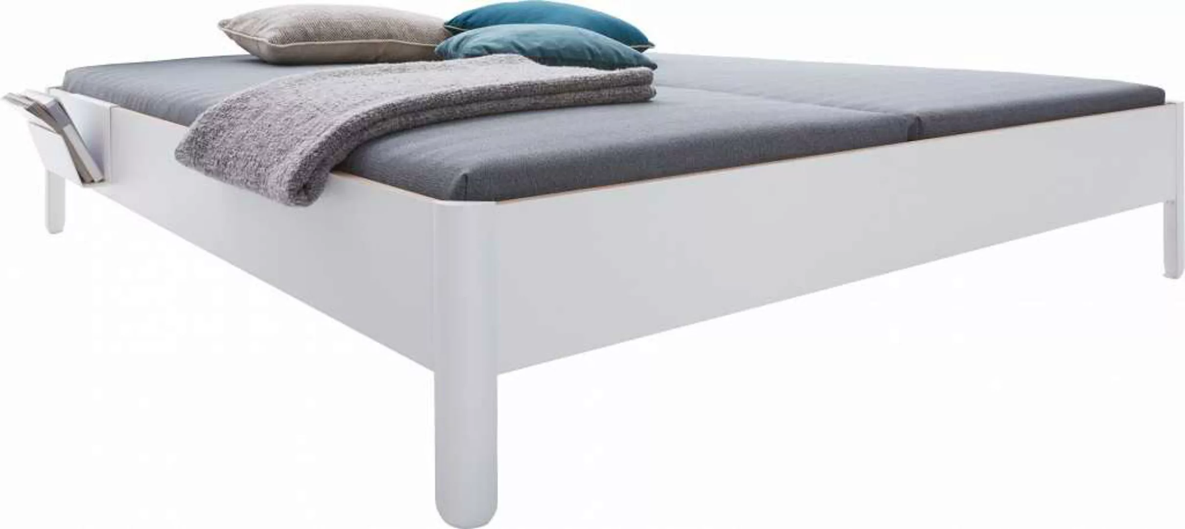 NAIT Doppelbett 200 x 200cm Weiß ohne Kopfteil günstig online kaufen