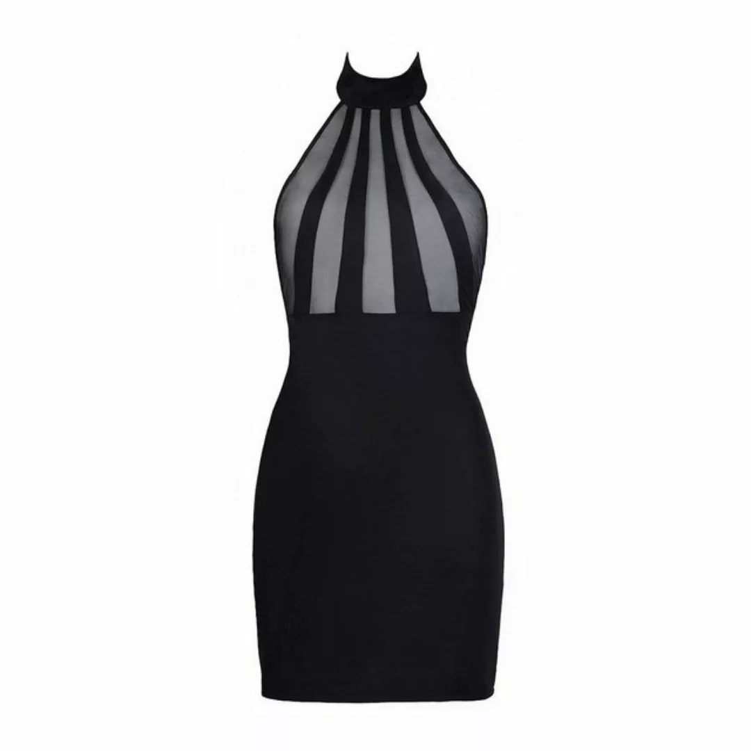 Axami Netzkleid Minikleid transparent schwarz Neckholder Stretch rückenfrei günstig online kaufen