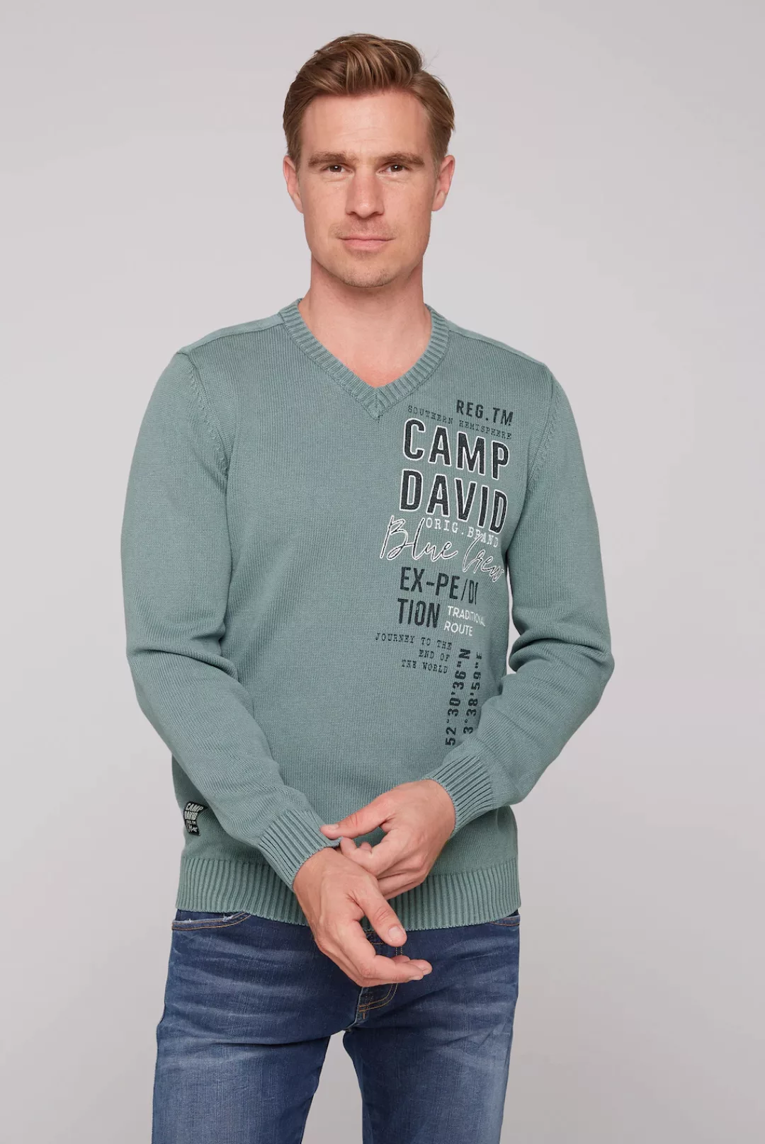 CAMP DAVID V-Ausschnitt-Pullover, aus Baumwolle günstig online kaufen