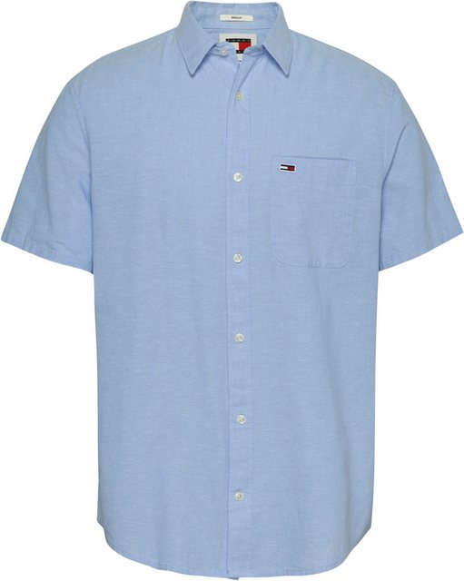 Tommy Jeans Kurzarmhemd TJM REG LINEN BLEND SS SHIRT mit Logostickerei günstig online kaufen