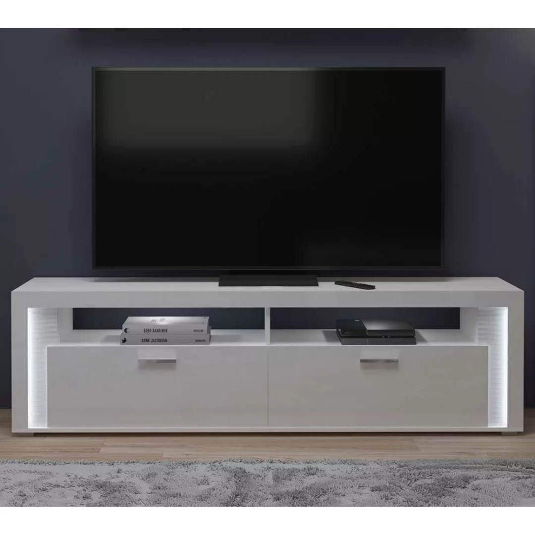 TV Möbel Hochglanz weiss 58 cm hoch LED Beleuchtung günstig online kaufen