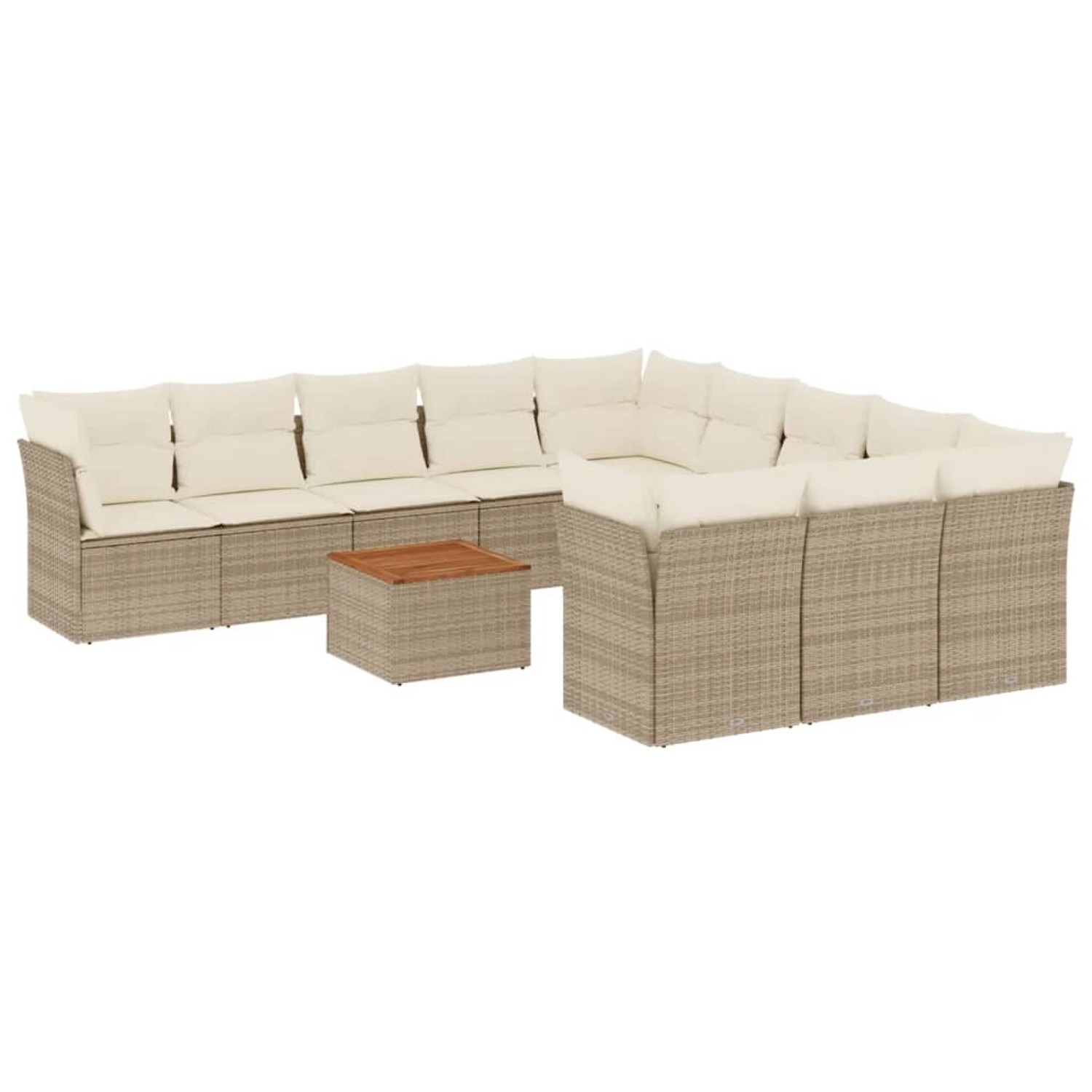 vidaXL 12-Tlg Garten-Sofagarnitur mit Kissen Beige Poly Rattan 3256240 günstig online kaufen