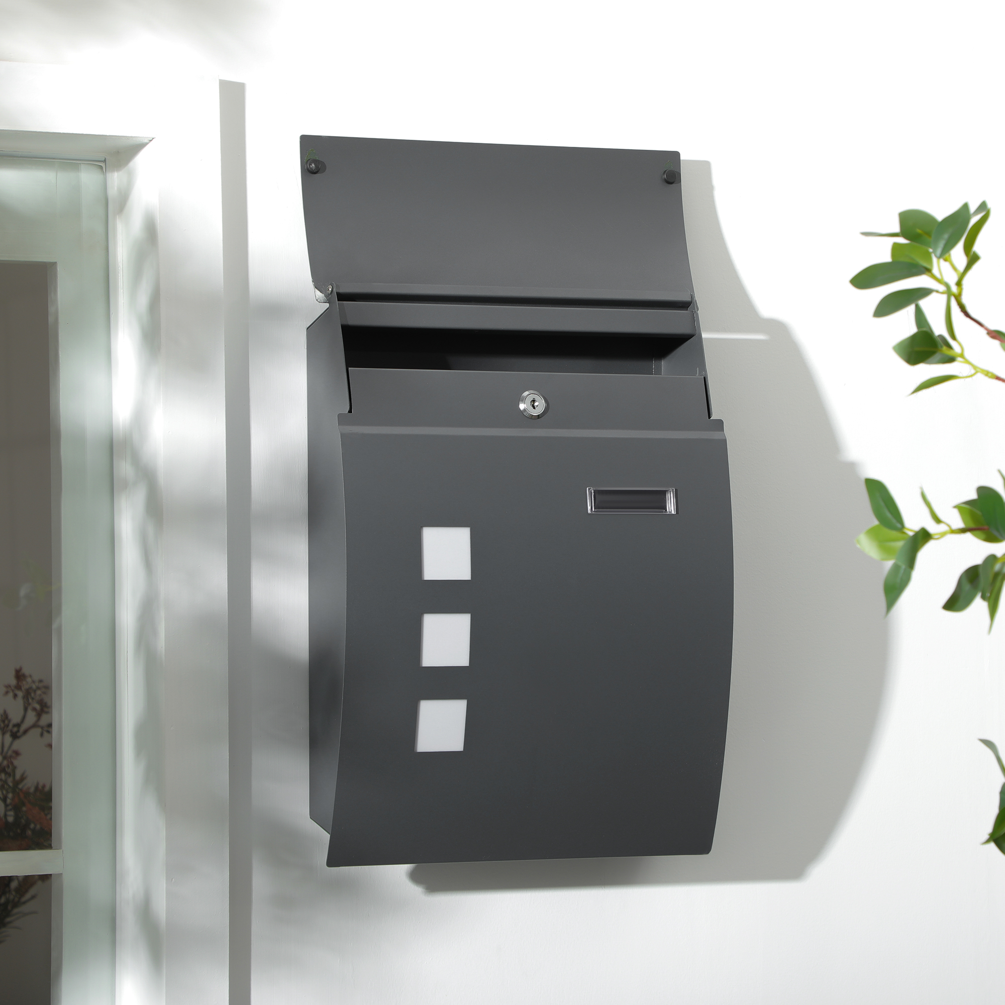 HOMCOM Briefkasten Postkasten mit Deckel, Schloss, Wandbriefkasten mit Sich günstig online kaufen