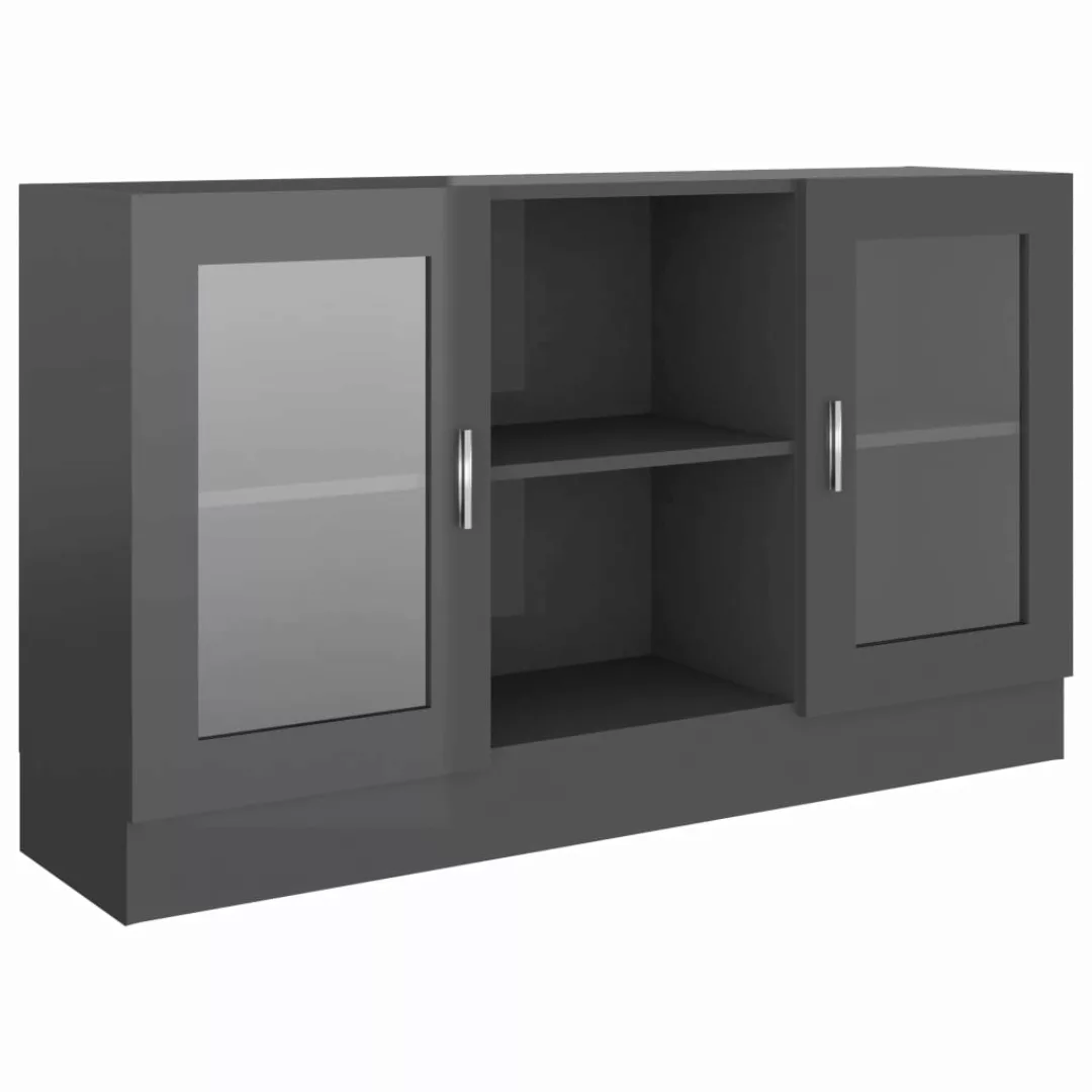 Vitrinenschrank Hochglanz-grau 120x30,5x70 Cm Spanplatte günstig online kaufen