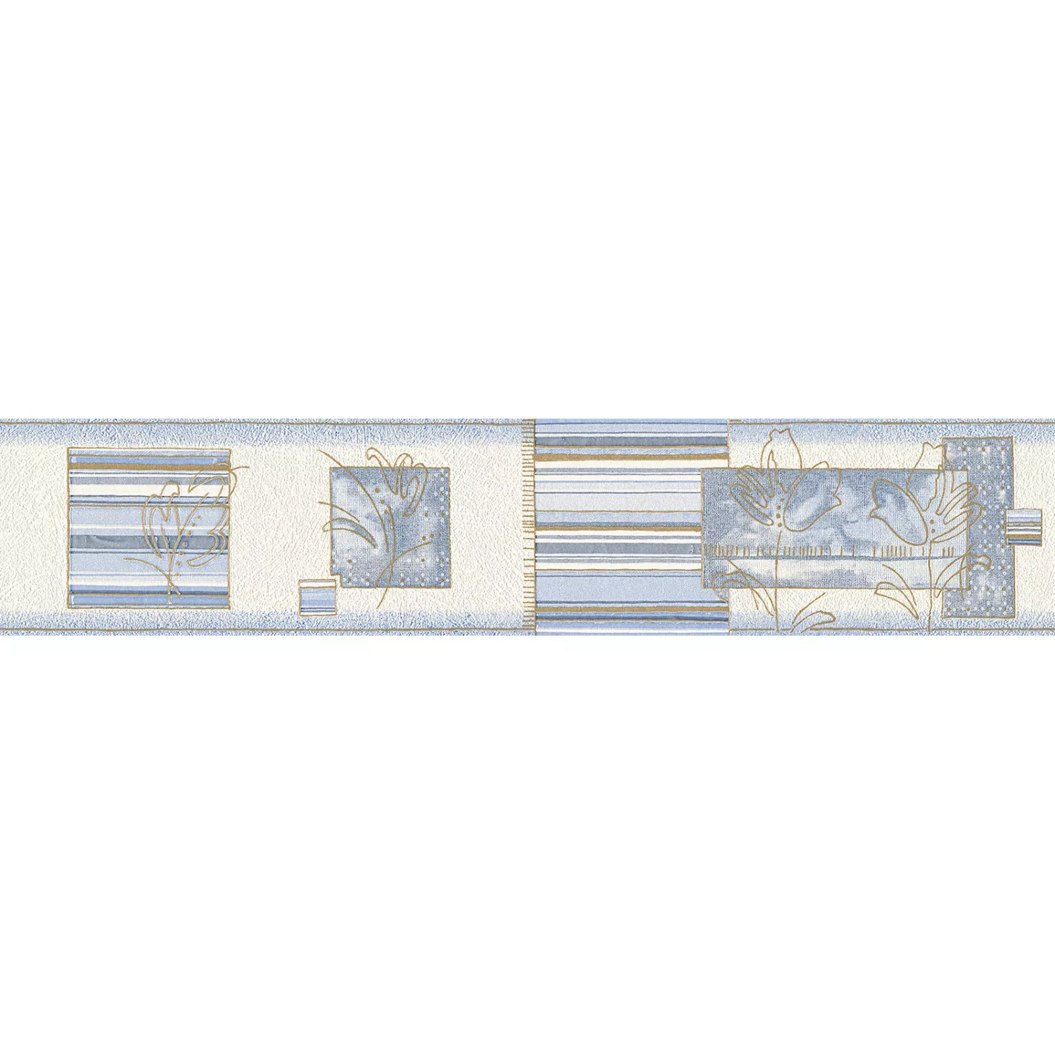 Bricoflor Hellblaue Tapeten Bordüre mit Gold Tapetenbordüre für Wohnzimmer günstig online kaufen