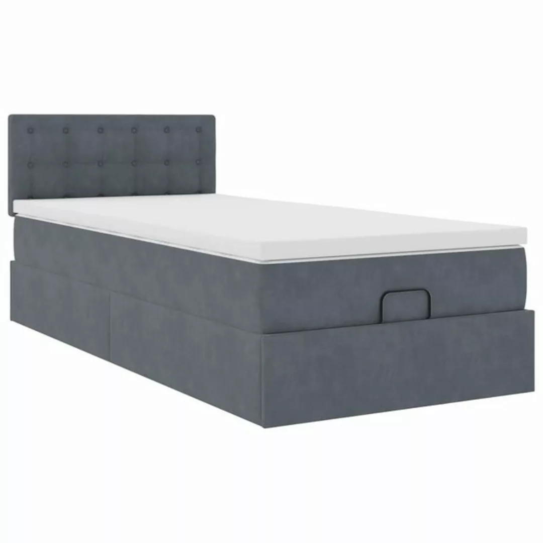 vidaXL Bett, Ottoman-Bett mit Matratze Dunkelgrau 90x190 cm Samt günstig online kaufen